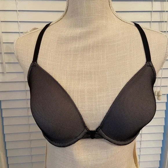 Josie womens Black Mesh tank top Bra front closure size 32DD excellent condition - Picture 2 of 7